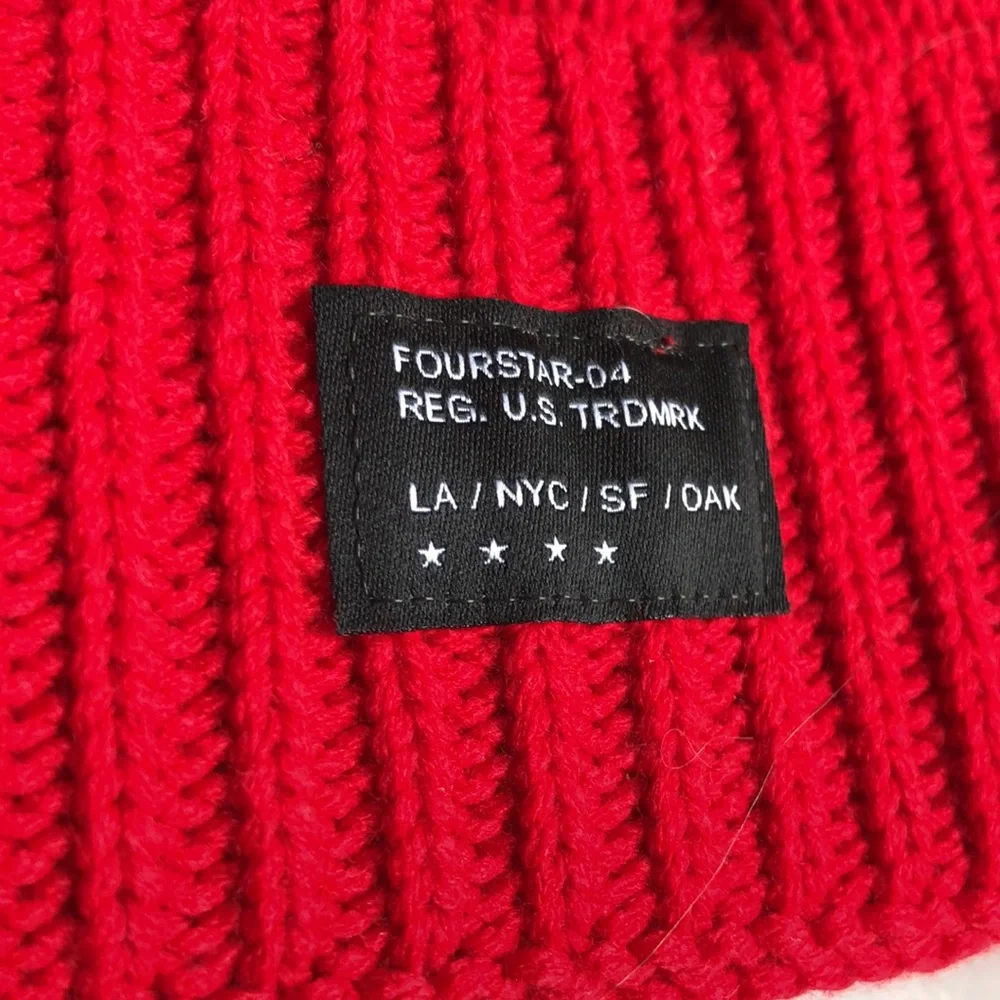 NWOT Four Star Beanie Bright Red - Picture 2 of 3